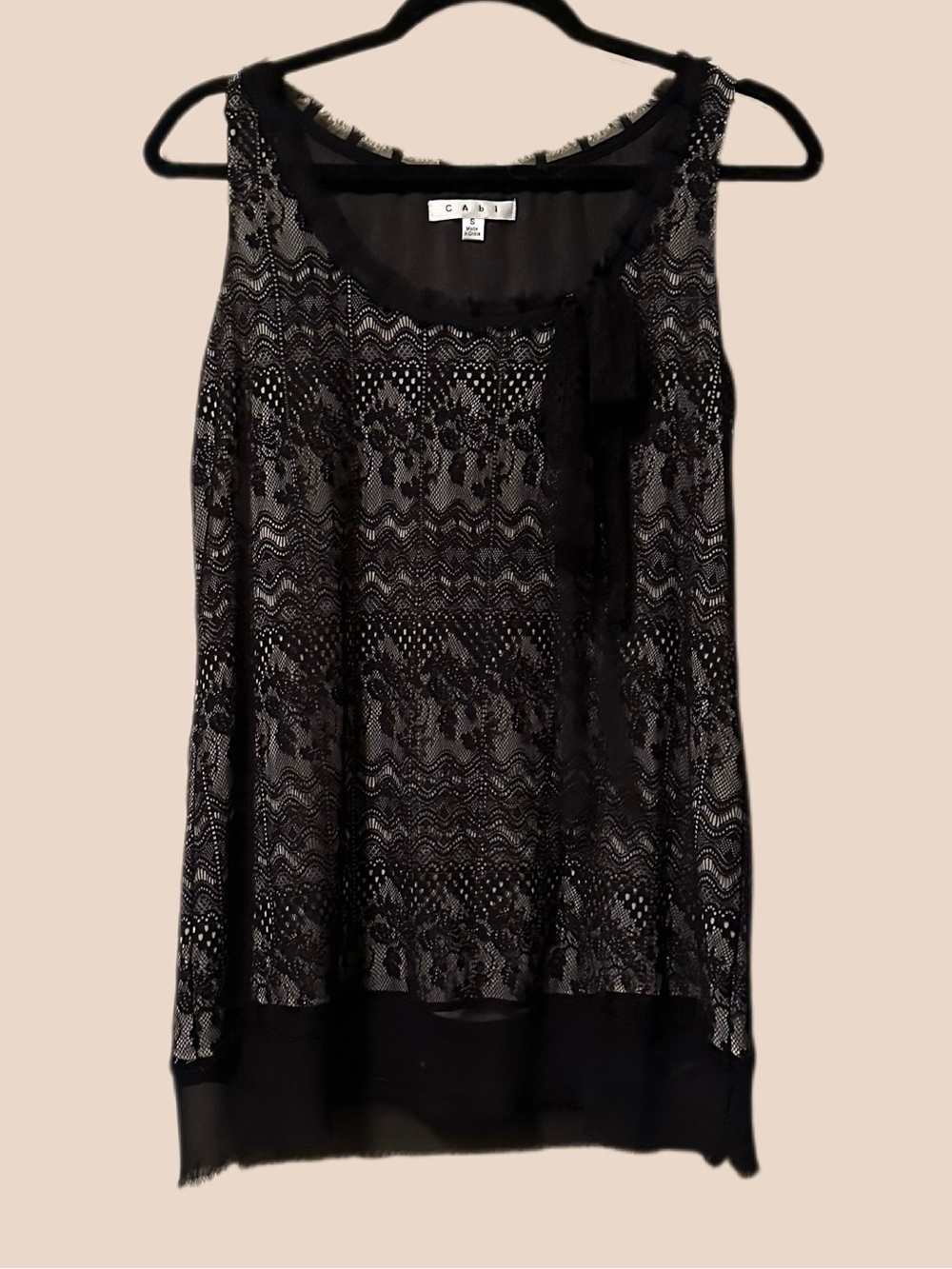 CAbi Black Lace Overlay Sleeveless Camisole